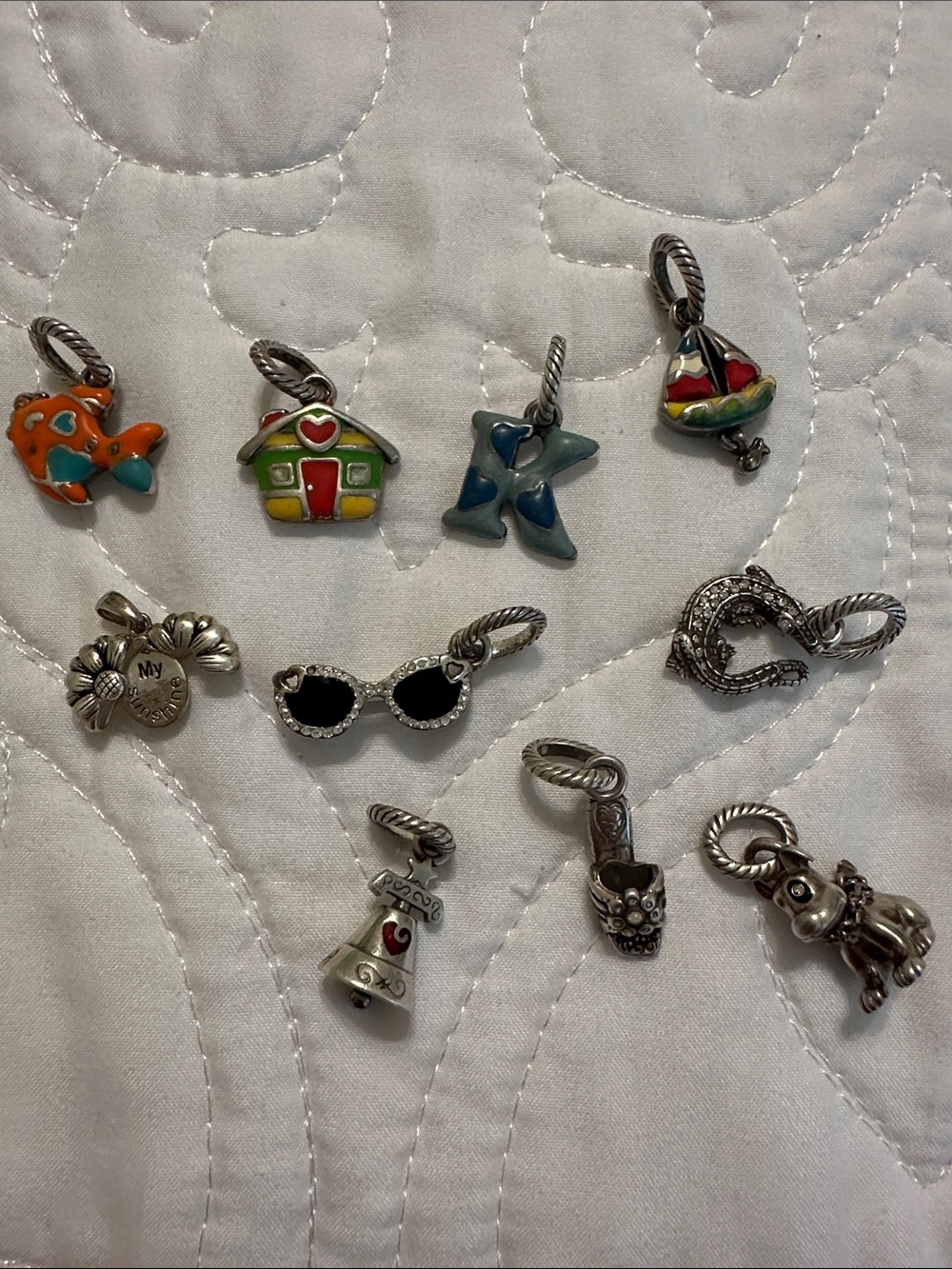 Brighton Multicolor Enamel & Silver Charm Set